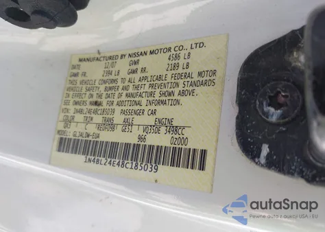 2008 Nissan Altima 3.5 Se from USA, damaged, VIN 1N4BL24E48C185039